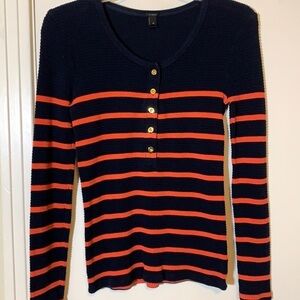 J Crew Cotton Waffle Henley Style Top, XS